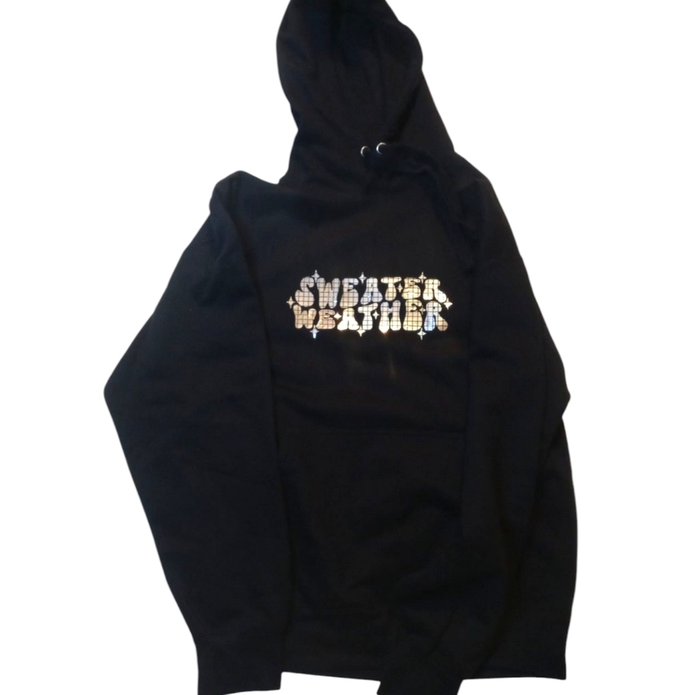 Black Graphic Hoodie Women Jacket Large New